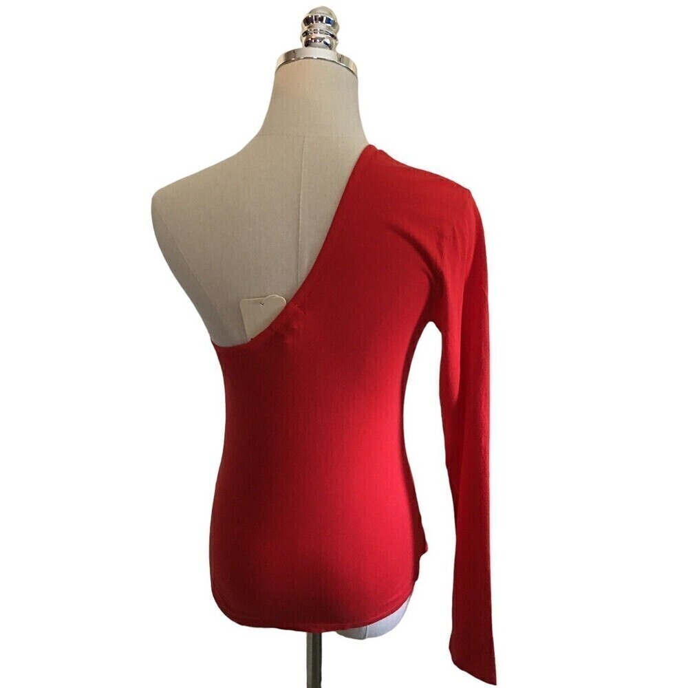 Donni. Red Chili Jersey Top XXS One Shoulder 100% Cotton Shirt New NWT